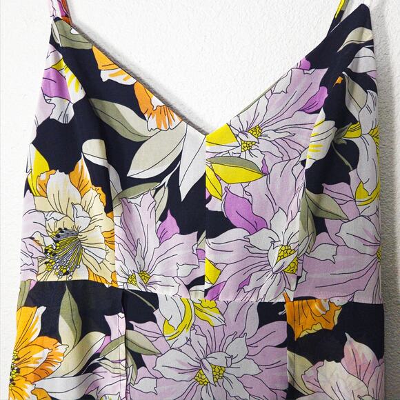 Guess Taryn Floral V-Neck Maxi Dress Navy Multicolor XL Garden Party - Picture 4 of 10